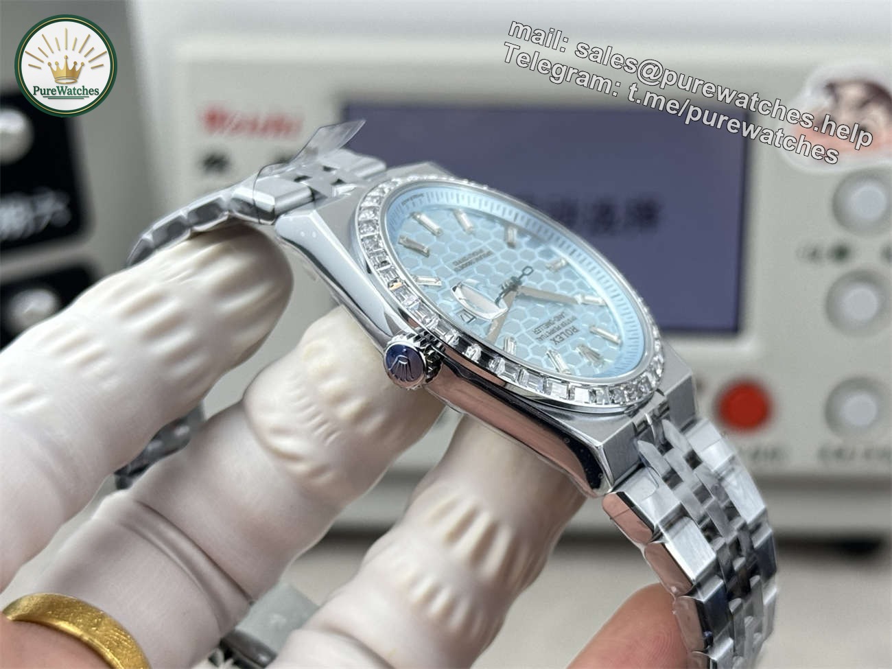 3B Factory Rolex Land-Dweller 127386TBR-0001 Replica ?C Platinum Look, Diamond Bezel & 163g Full Weight - Image 8