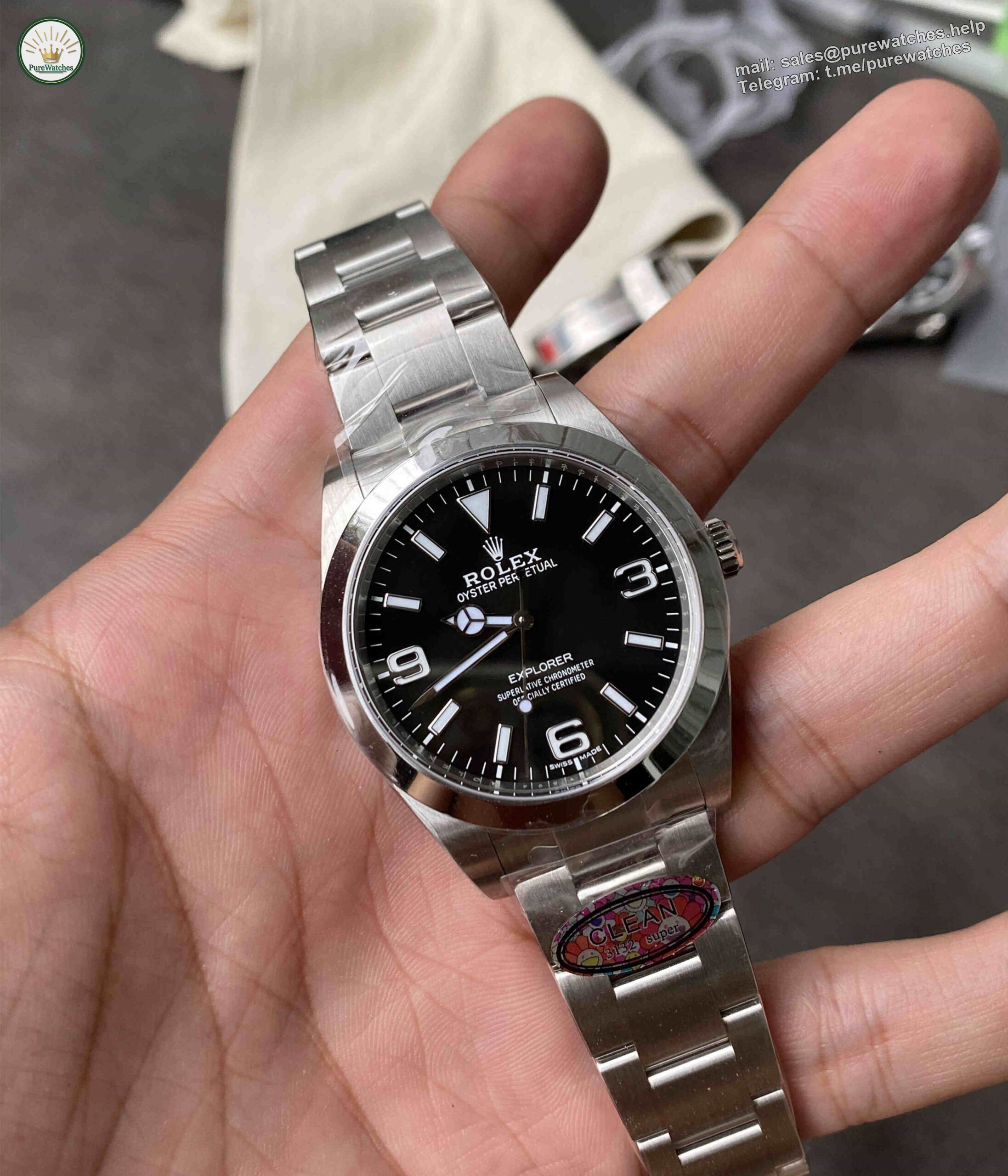 Clean Factory 214270 – 39mm Explorer I Black Dial Replica