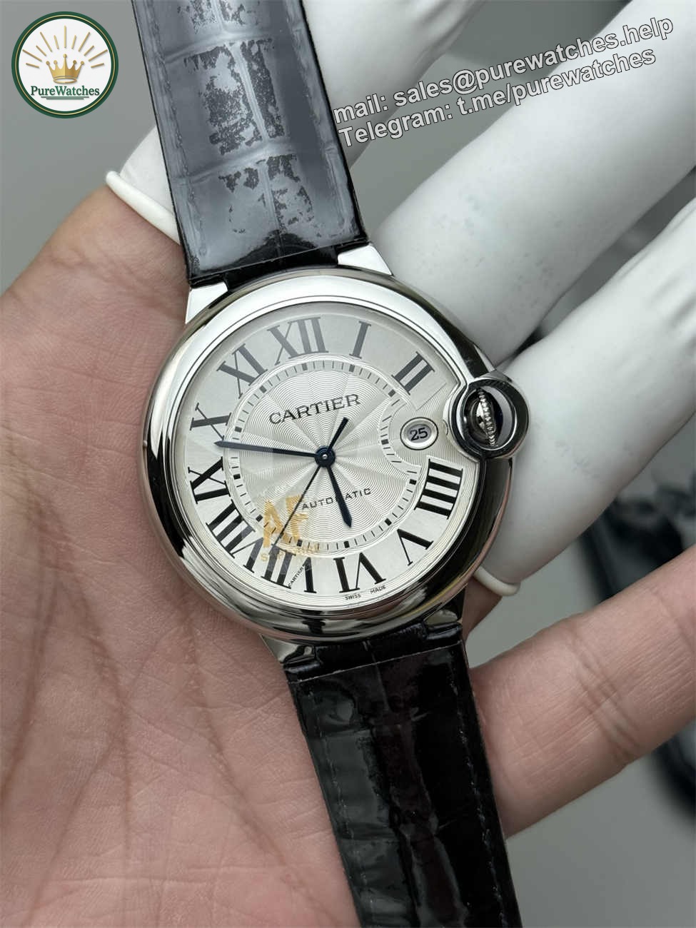 AF Factory Cartier Ballon Bleu 42mm Leather Strap Replica – Automatic Date - Image 5