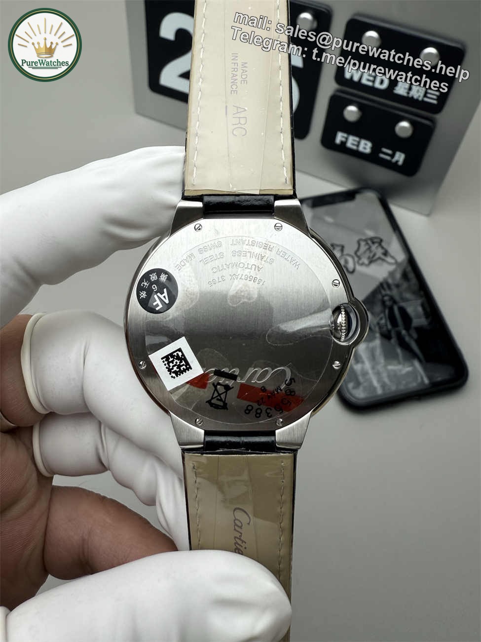 AF Factory Cartier Ballon Bleu 42mm Leather Strap Replica – Automatic Date - Image 6