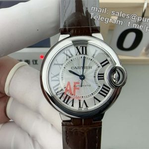 AF Factory Cartier Ballon Bleu Replica – 33mm Quartz with Brown Leather Strap