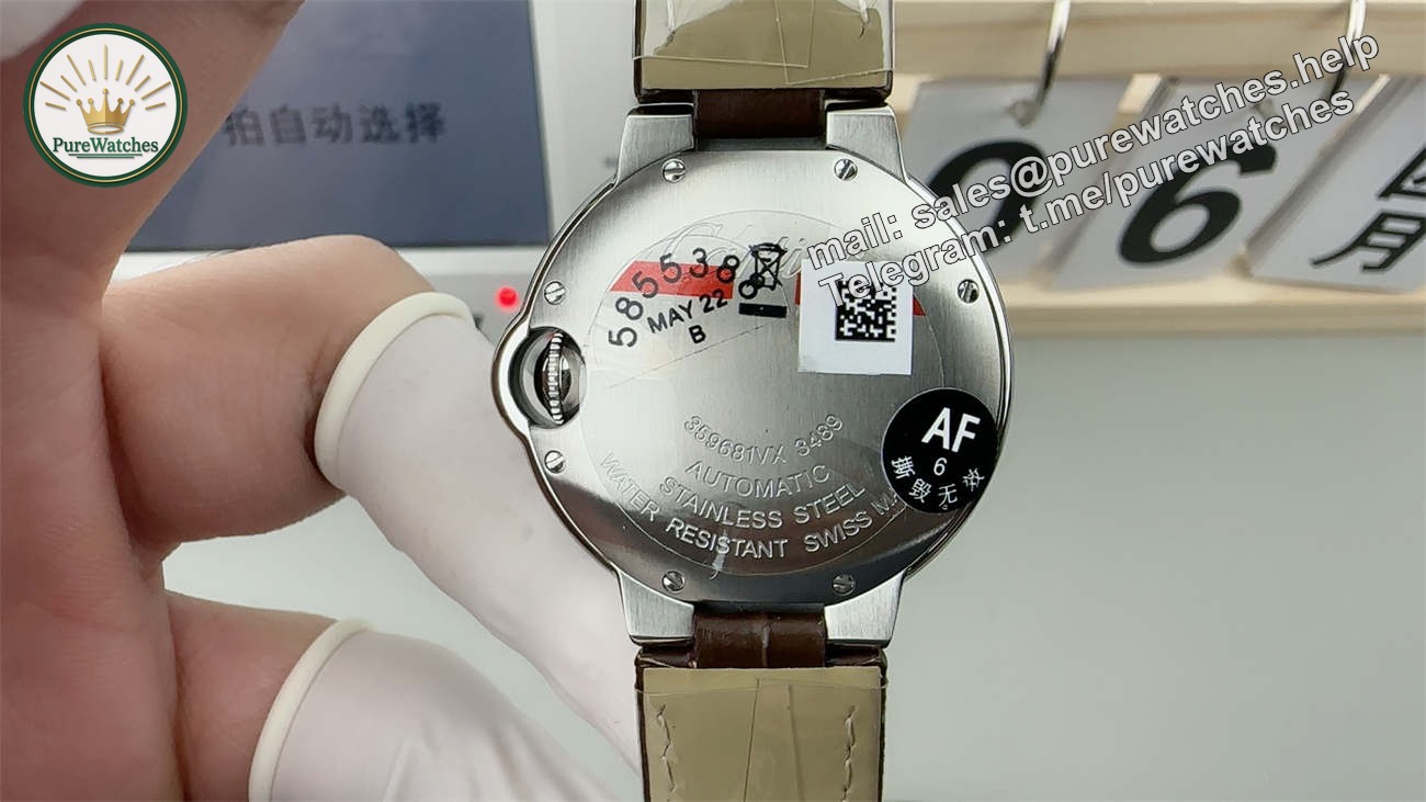 AF Factory Cartier Ballon Bleu Replica – 33mm Quartz with Brown Leather Strap - Image 4