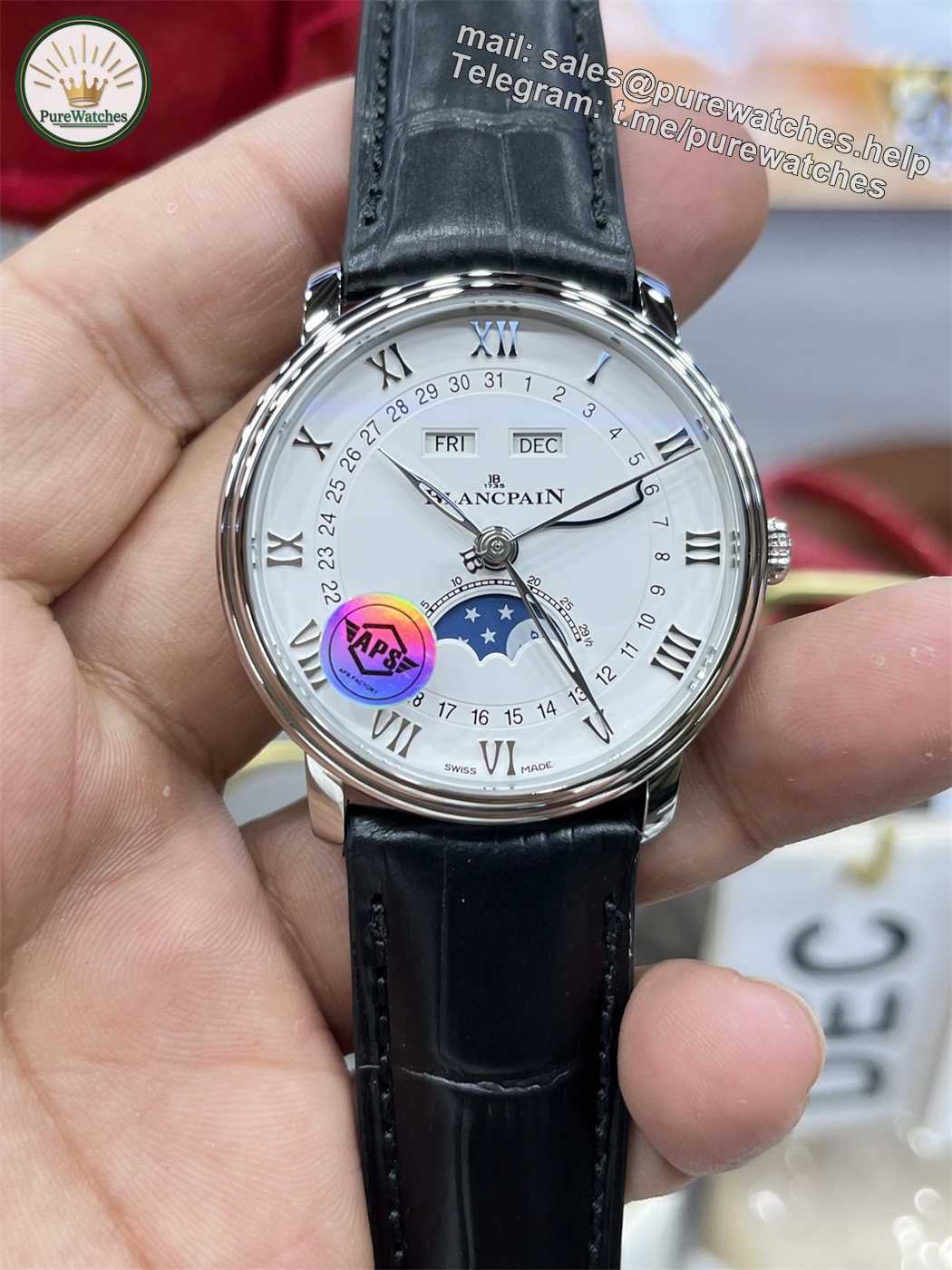 Blancpain Villeret 6654 Moonphase (Steel) – APS Factory Clone 6654 Movement