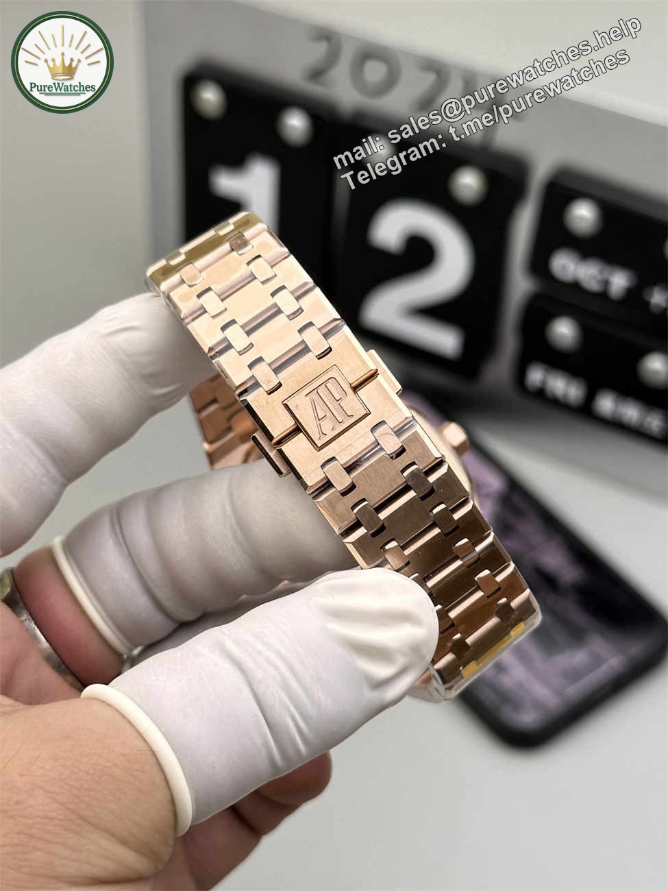 Audemars Piguet 15407 Rose Gold Replica – Royal Oak Double Balance Wheel Openworked 41mm - Image 5