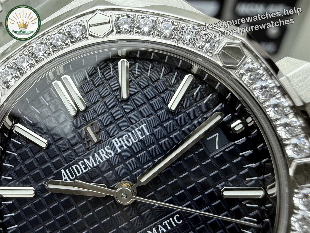Audemars Piguet 15451 Royal Oak 37mm Blue Dial Replica Watch – Diamond Bezel Luxury Steel Sports Model - Image 7