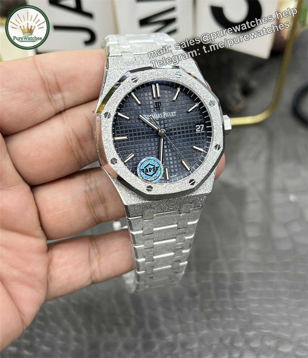 APS Factory Audemars Piguet 15500 Replica Frosted Gold – 41mm Blue Dial Mod with Cal.4302 Integrated Movement - Image 3