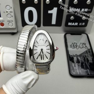 Bvlgari Serpenti 101828 Replica – White Dial Steel Ladies Watch