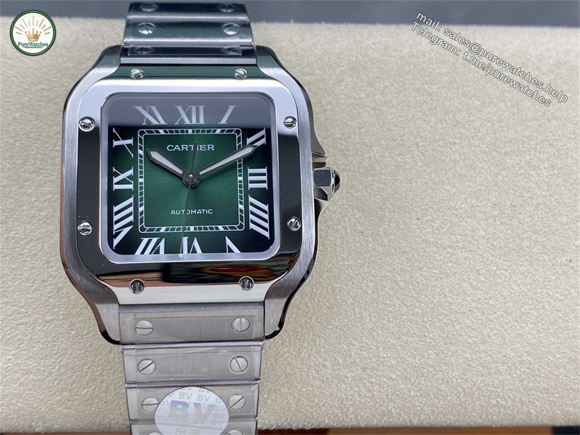 Cartier Santos Green Dial Medium Replica (WSSA0061) – BV Factory V2