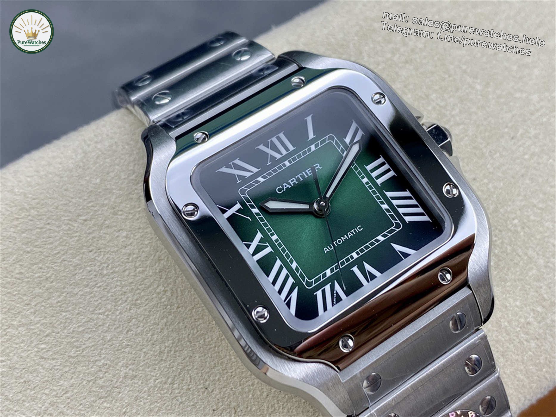 Cartier Santos Green Dial Medium Replica (WSSA0061) – BV Factory V2 - Image 7
