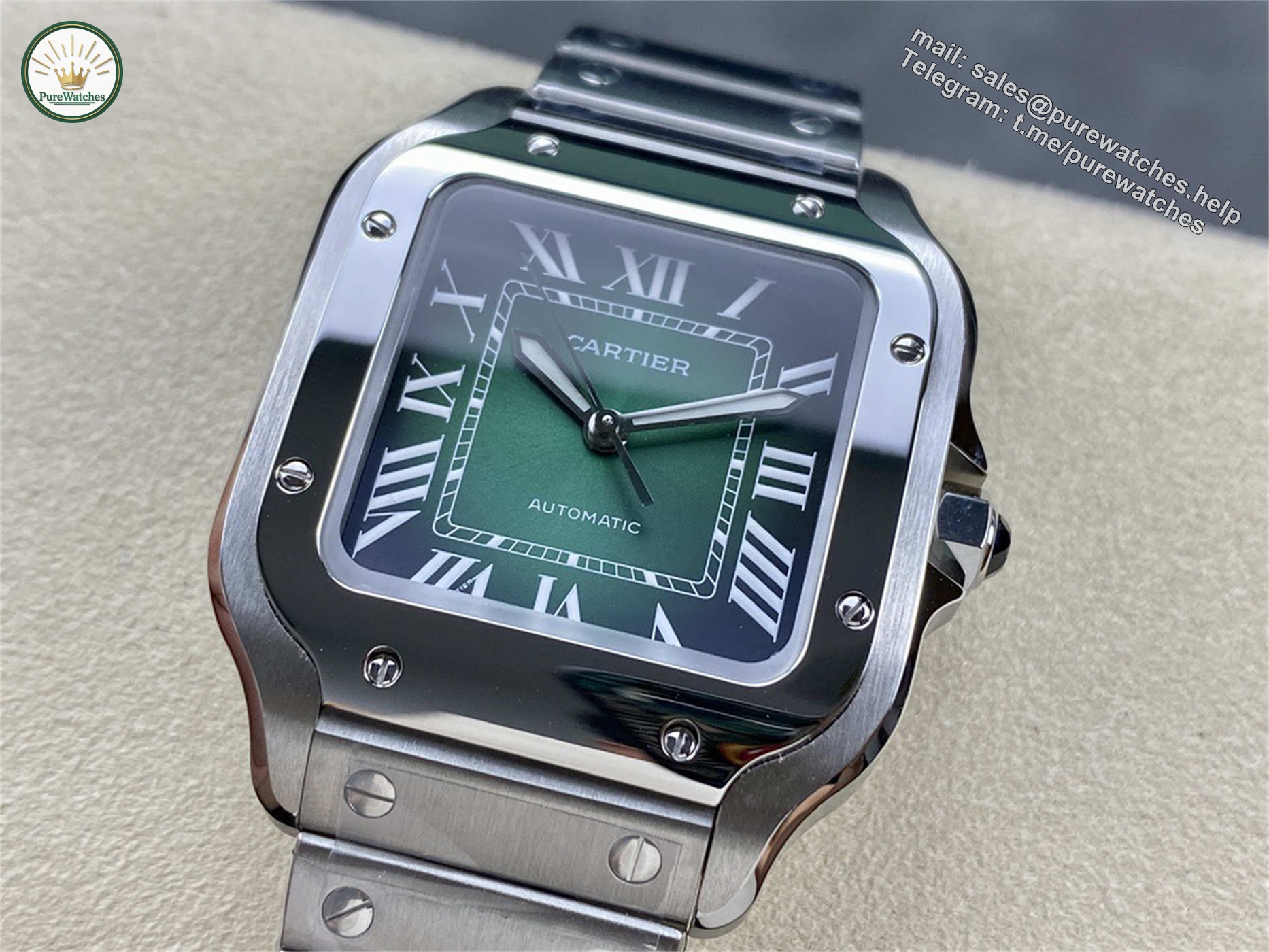 Cartier Santos Green Dial Medium Replica (WSSA0061) – BV Factory V2 - Image 8