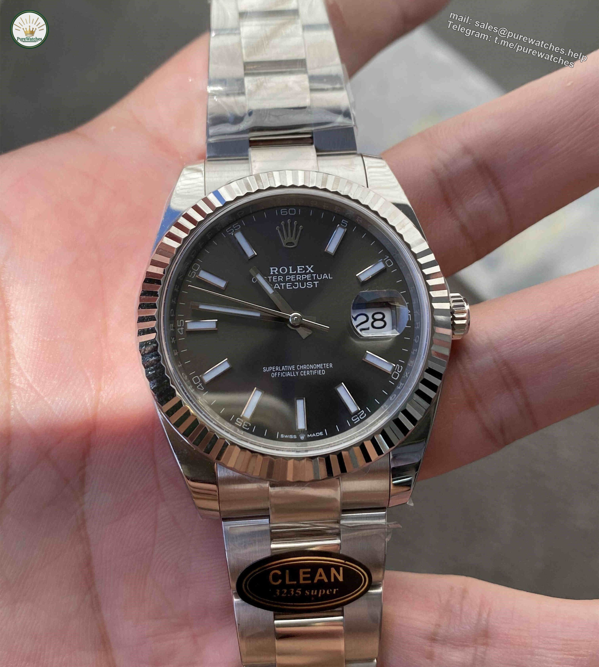 Clean Factory 126334‑0013 – 41mm Grey Datejust Replica with 3235 Movement