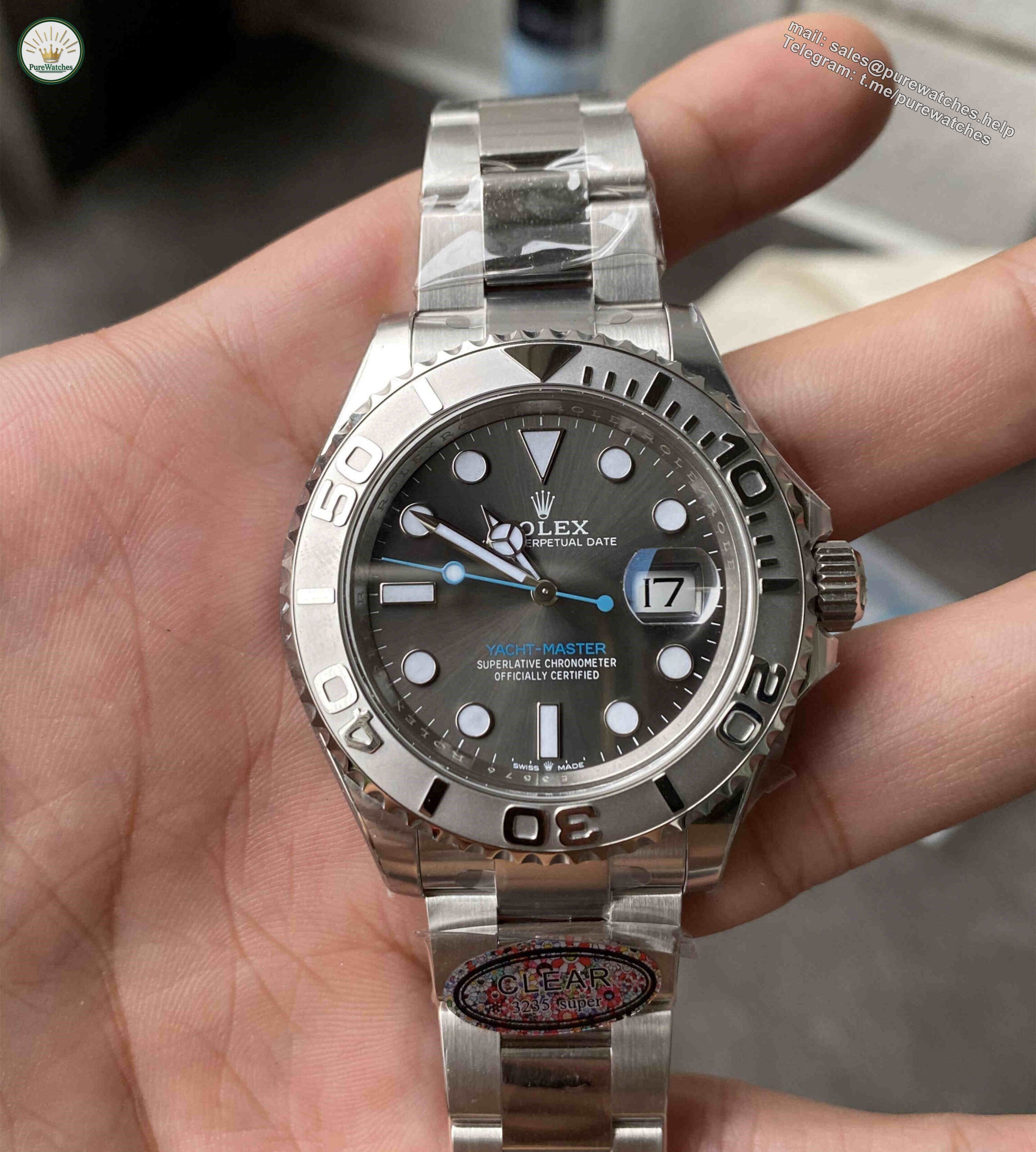 Clean Factory 126622‑0001 – 40mm Grey Yacht-Master Replica