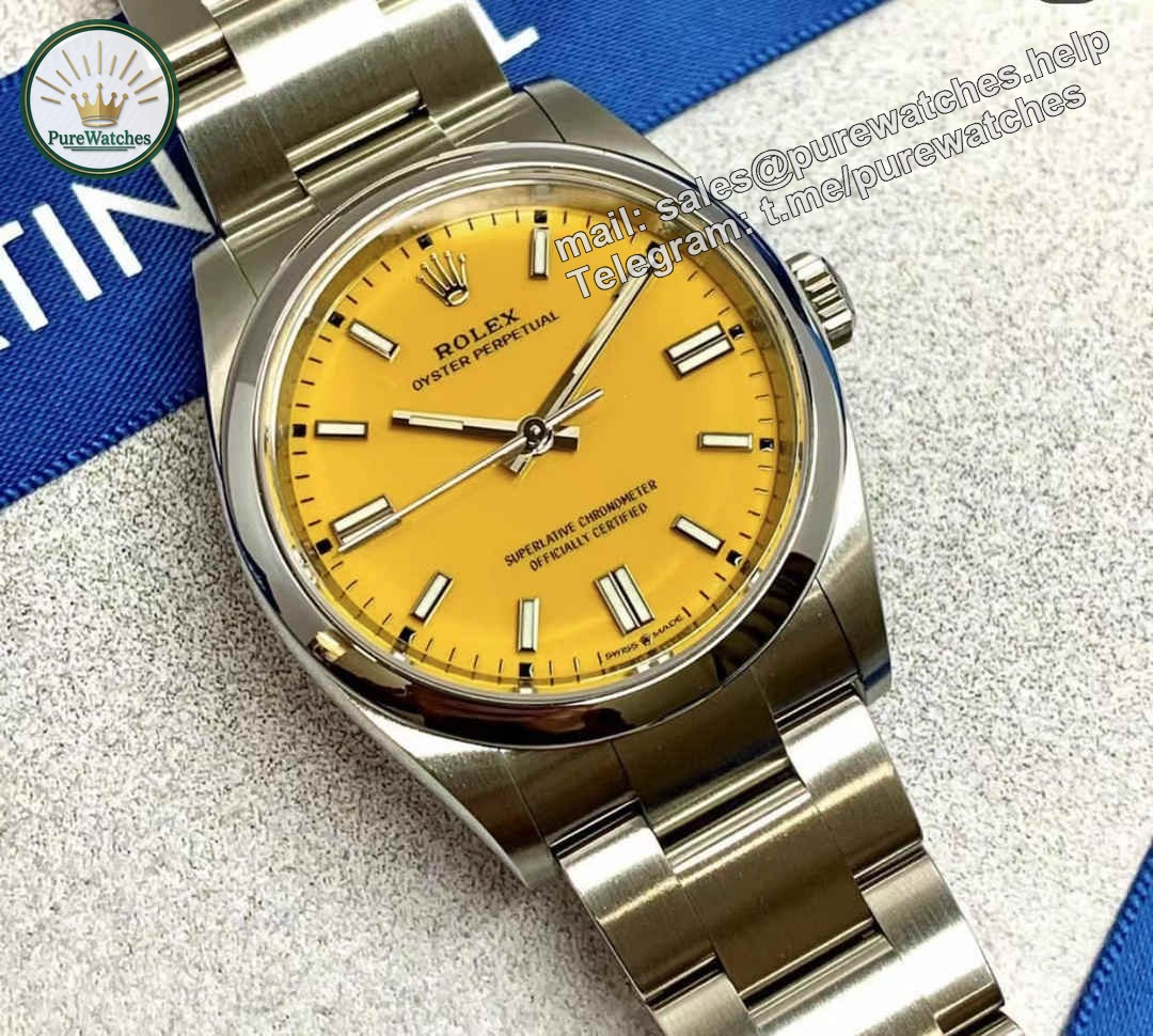 Clean Factory 134300-0007 – 41mm Yellow Dial Oyster Perpetual Replica - Image 5