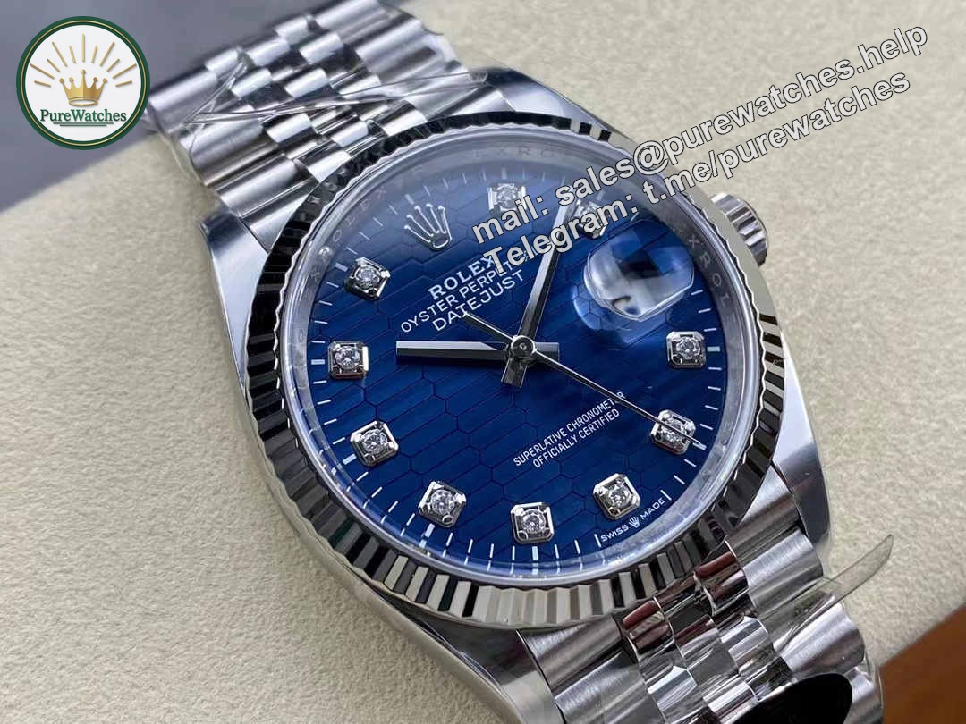 Clean Factory Datejust 36 126234 – Blue Tapestry Dial with Super Clone 3235 - Image 8
