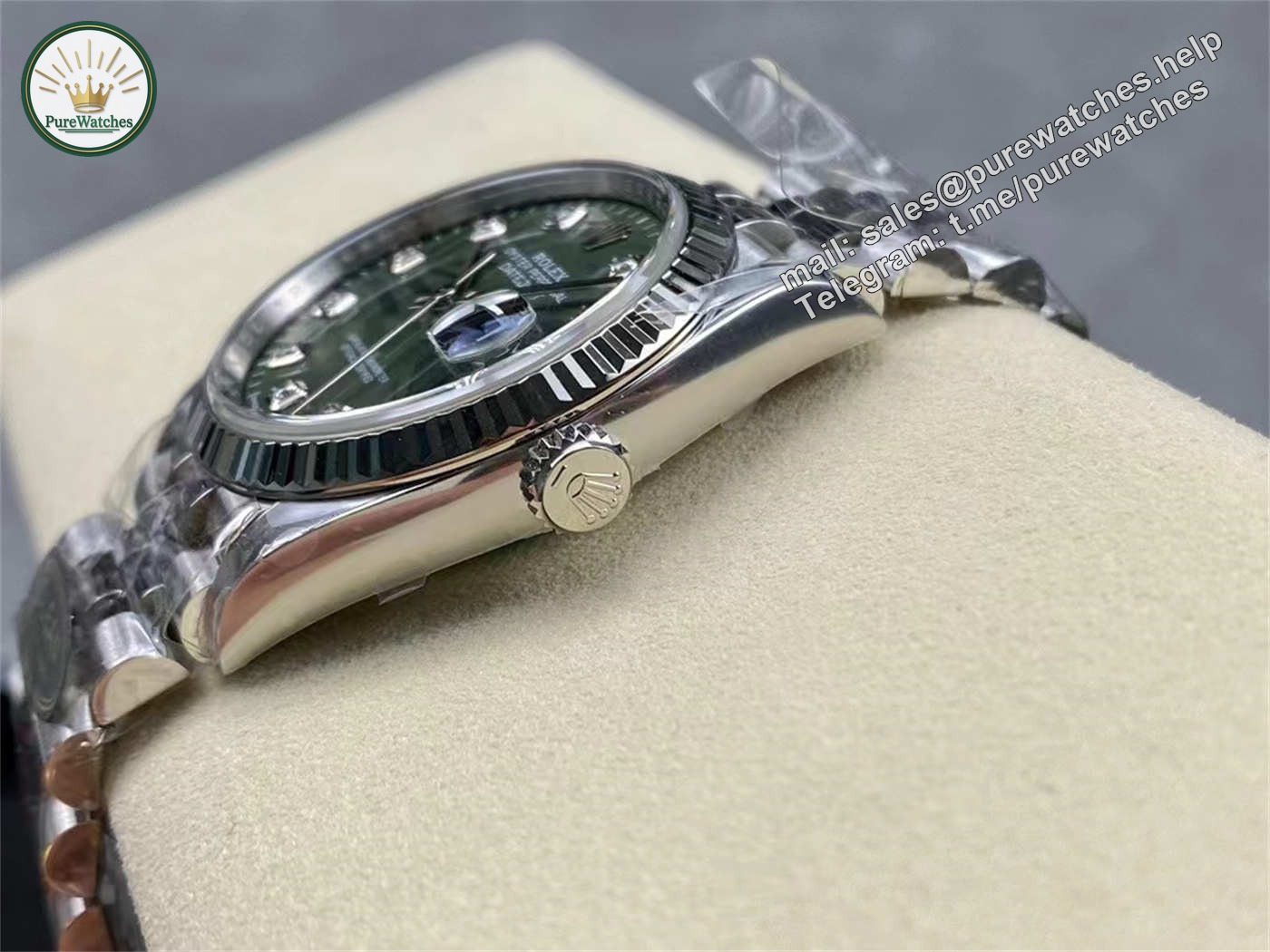 Clean Factory Datejust 36 Palm Motif Dial (Green) – VR3235 Movement - Image 5