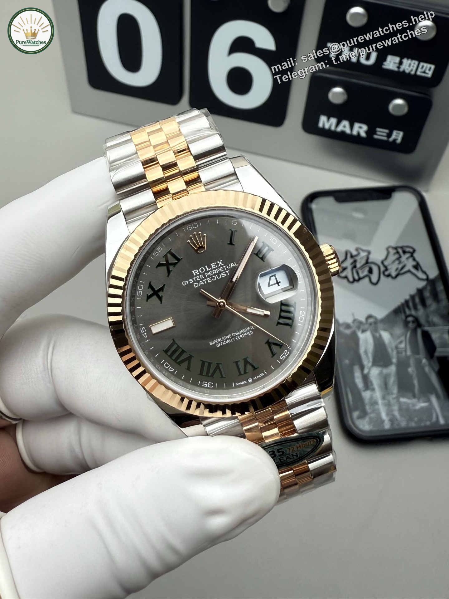 Clean Factory Datejust 41 126333 Rose Gold & Steel Green Roman Dial Super Clone 3235 - Image 3