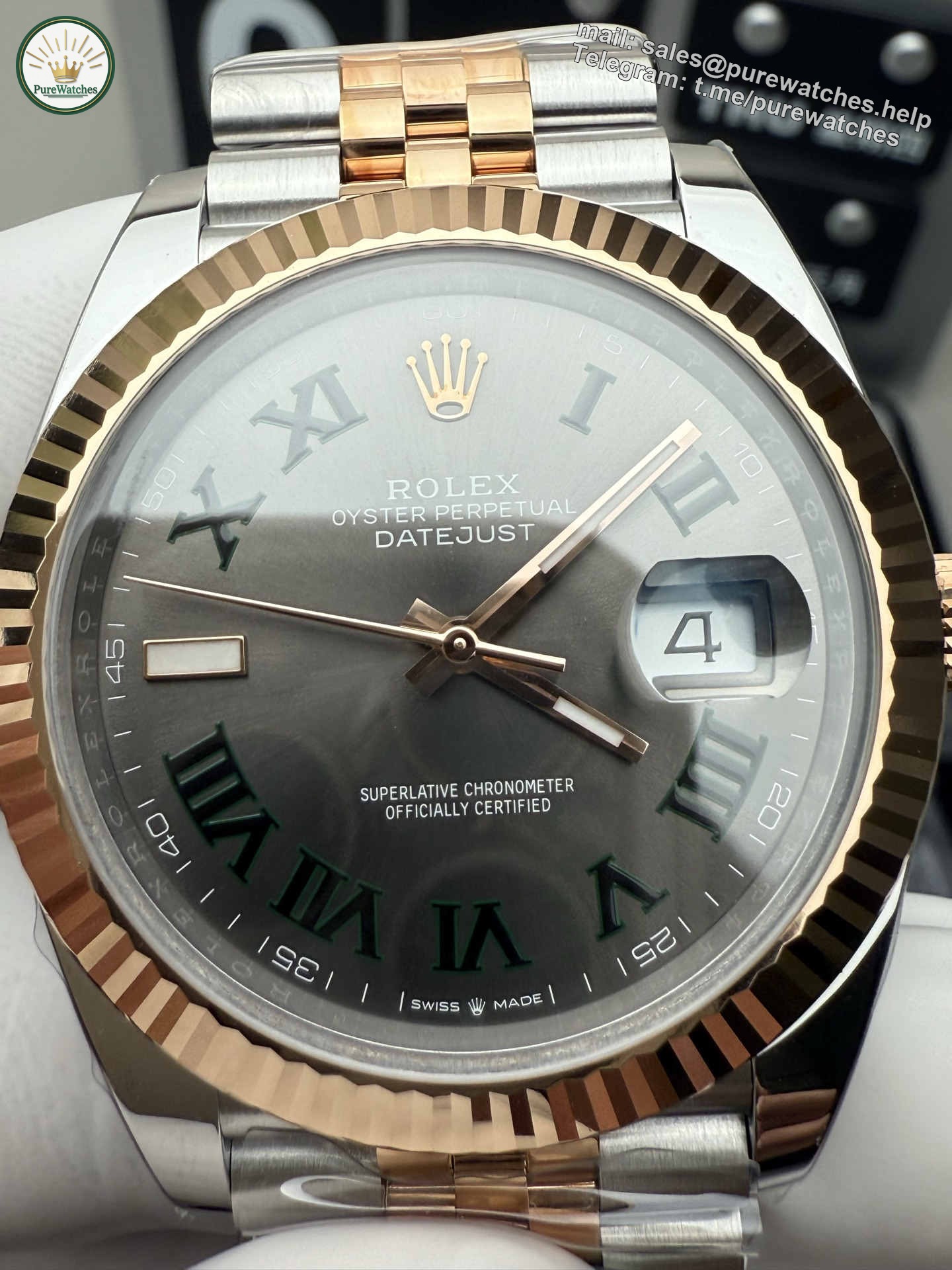 Clean Factory Datejust 41 126333 Rose Gold & Steel Green Roman Dial Super Clone 3235 - Image 4