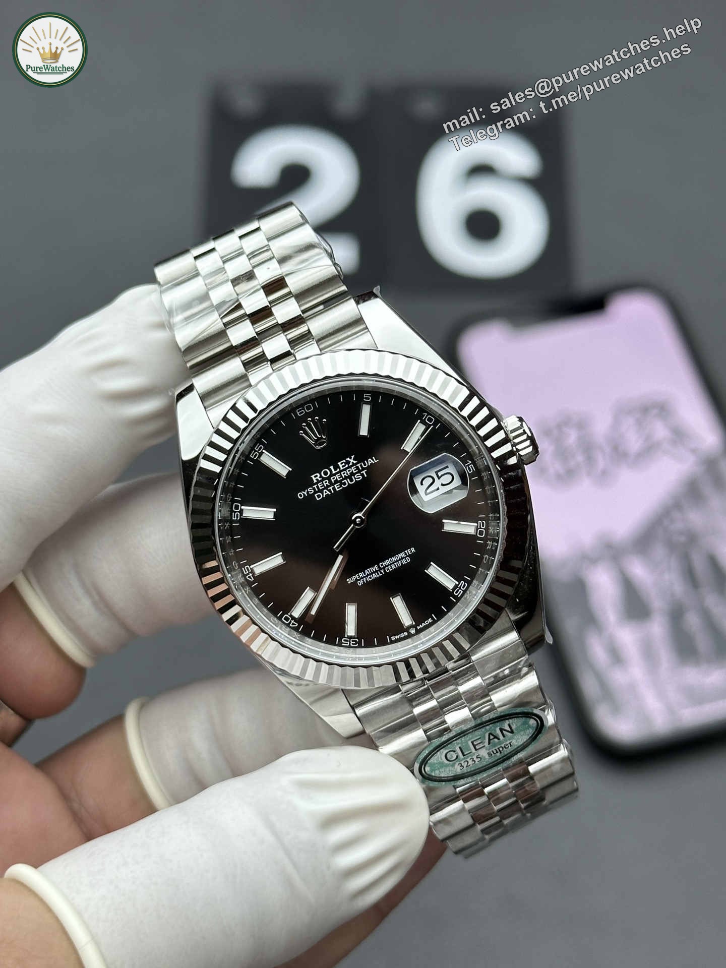 Clean Factory Datejust 41 126334 – Black Dial 41mm Super Clone 3235 - Image 3