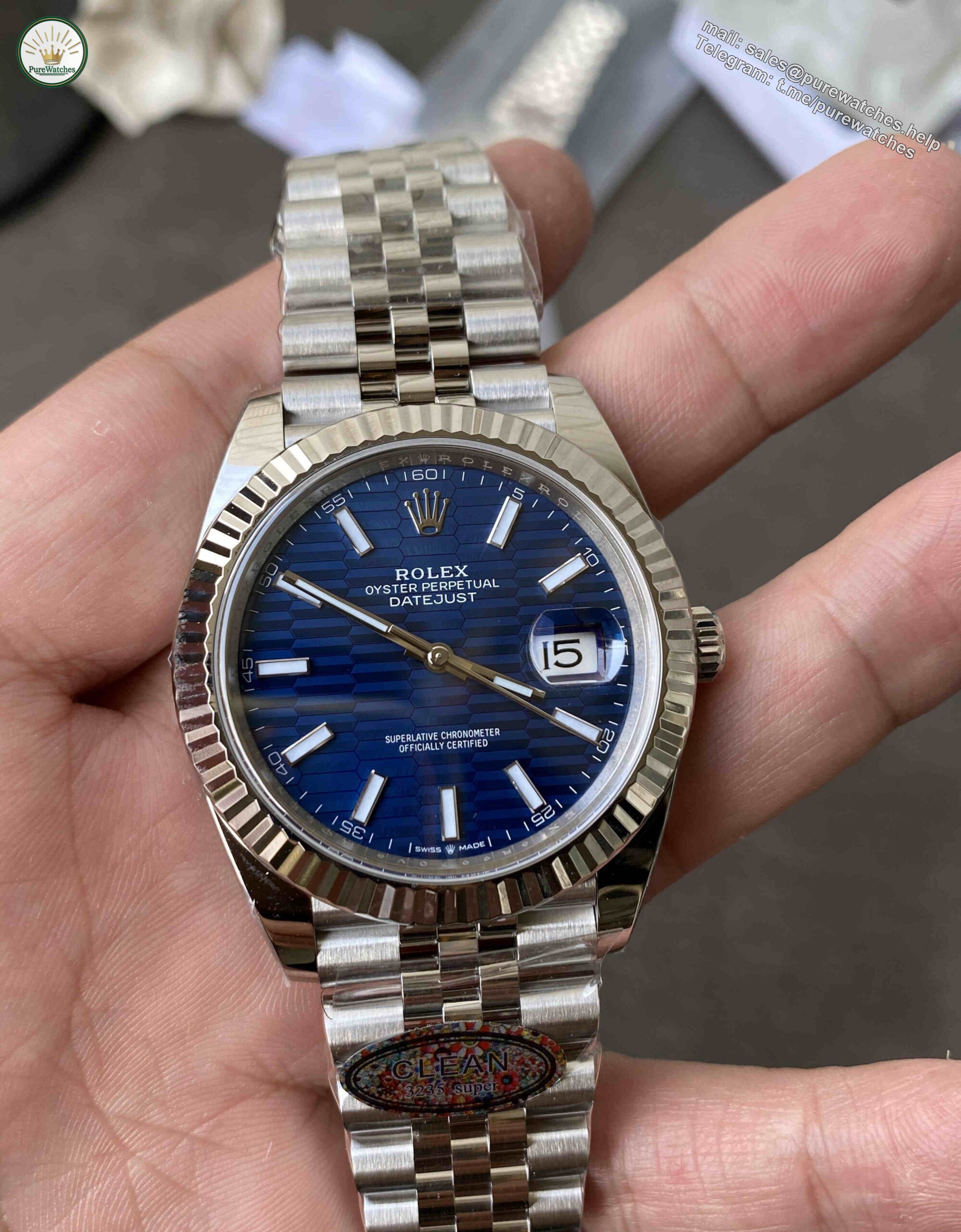Clean Factory Datejust 41 126334 – Premium Blue Wave Dial Rolex Datejust Super Clone - Image 7