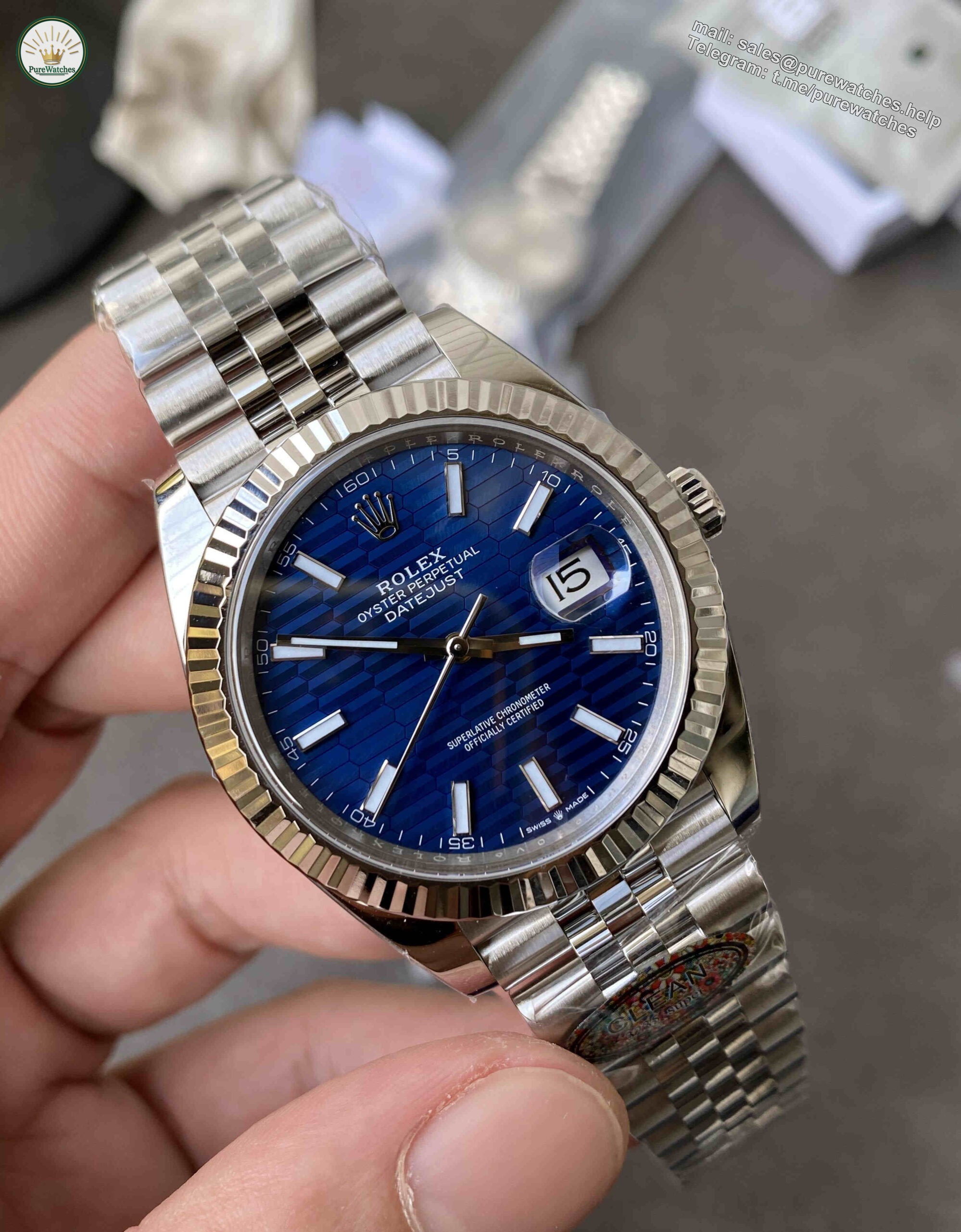 Clean Factory Datejust 41 126334 – Premium Blue Wave Dial Rolex Datejust Super Clone - Image 4