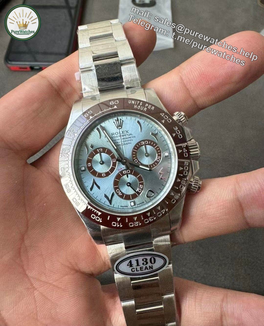 Clean Factory Daytona 116506 Middle East Dial �C Ice Blue Arabic Dial - Image 4