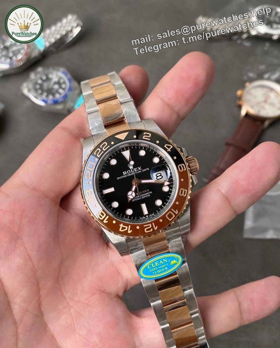 Clean Factory GMT Master II CHNR 3285 – Premium CHNR Two-Tone Bezel GMT Replica Watch - Image 7