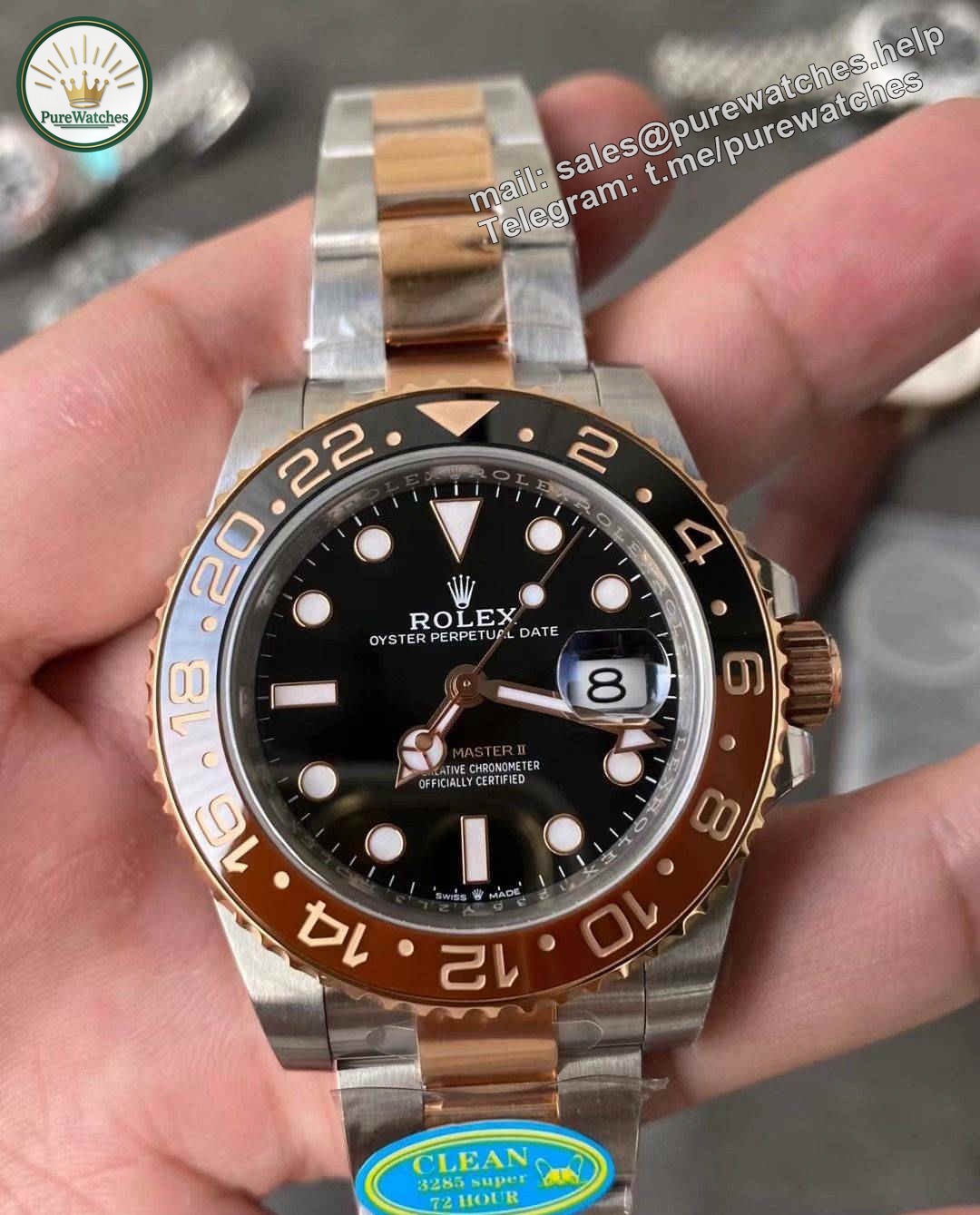 Clean Factory GMT Master II CHNR 3285 – Premium CHNR Two-Tone Bezel GMT Replica Watch