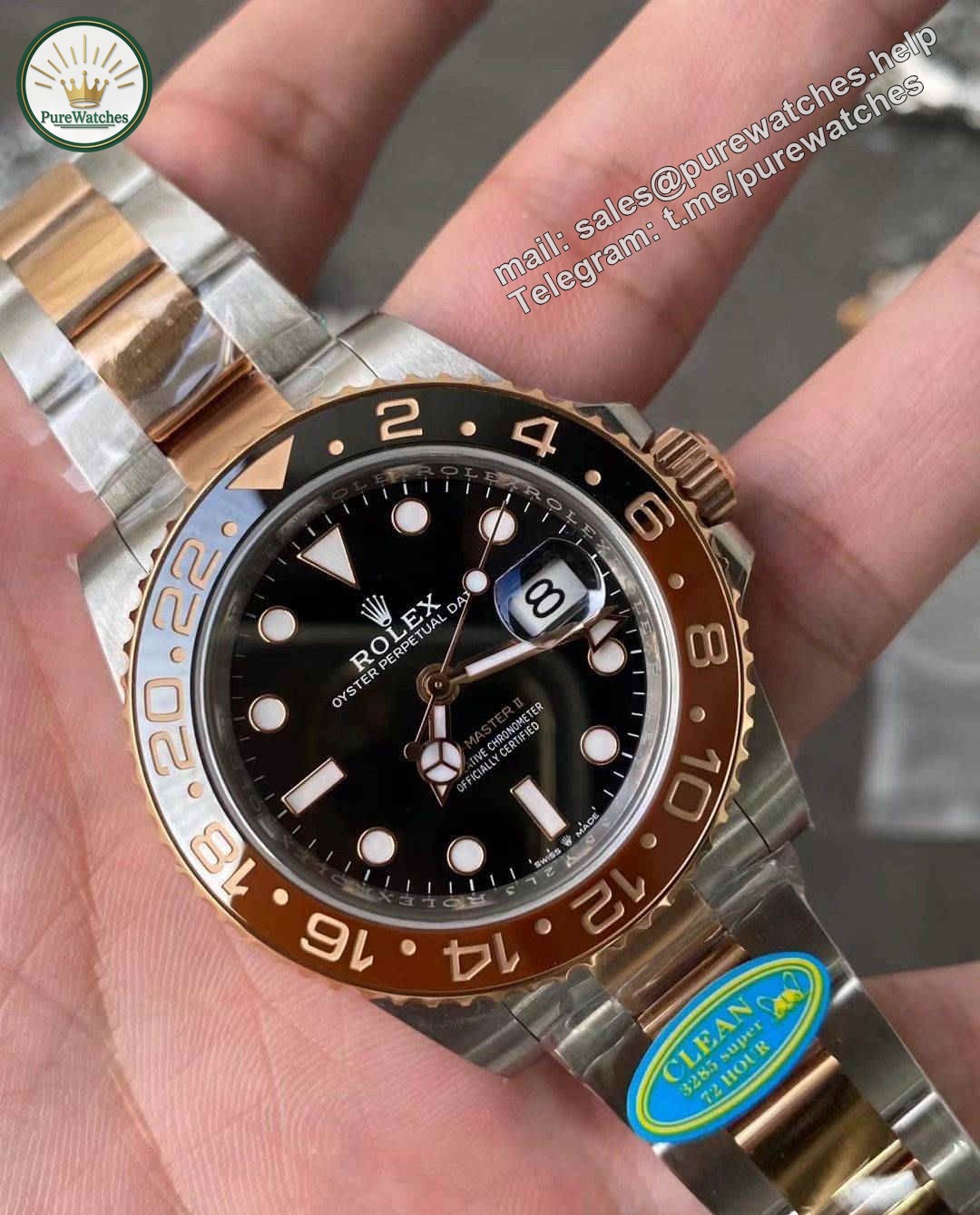 Clean Factory GMT Master II CHNR 3285 – Premium CHNR Two-Tone Bezel GMT Replica Watch - Image 3