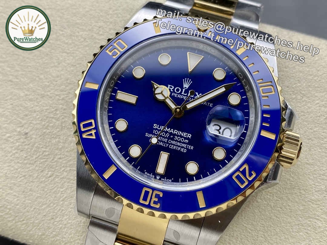 Clean Factory Rolex Submariner 126613LB – 41mm Two-Tone Blue Submariner Replica with 3235 Movement - Image 9