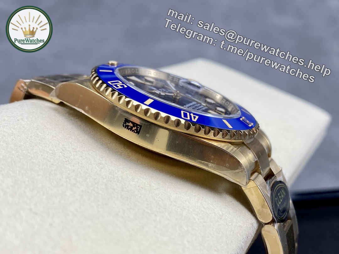 Clean Factory Rolex Submariner 126618LB – 41mm Full Gold Blue Submariner Replica - Image 5