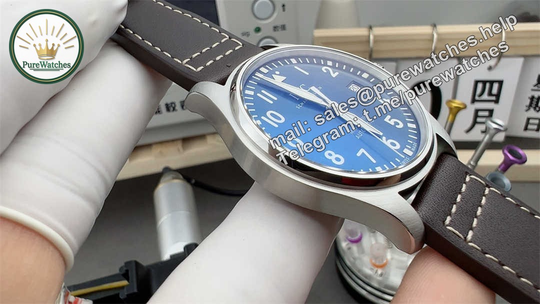 Premium IWC Mark 18 Blue Replica – 1:1 Aviation-Inspired Design with Stainless Steel Case & Automatic Movement - Image 3