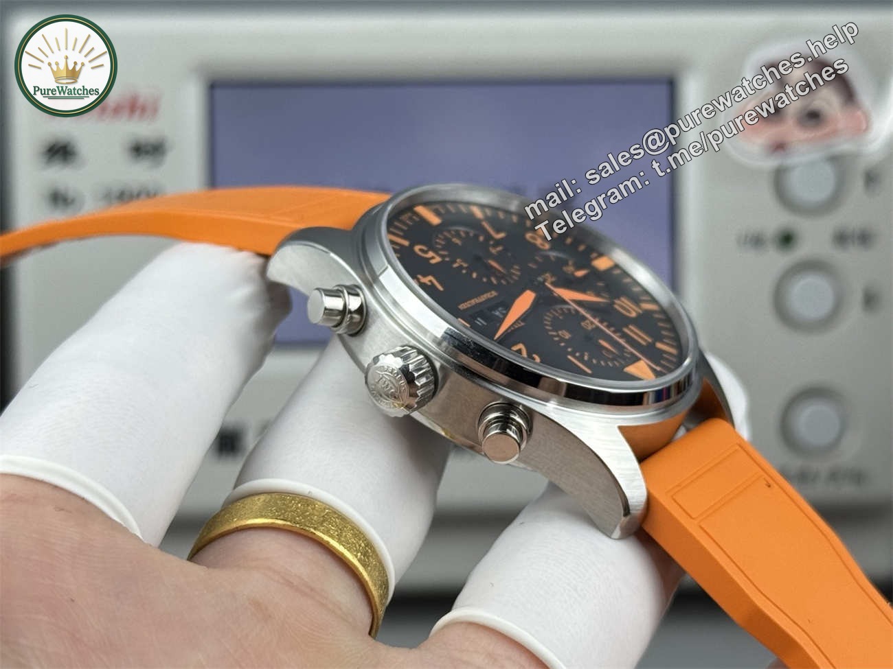 IWC Pilot IW388108 Replica – AMG Orange Dial Chronograph Edition - Image 7