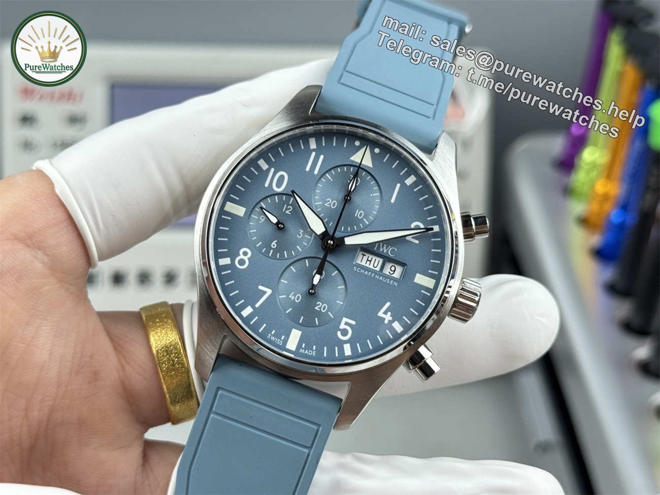IWC Pilot IW389409 Replica – Miramar Blue AMG Chronograph Watch - Image 4