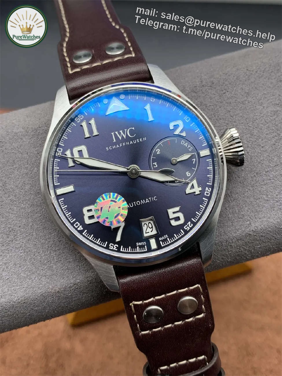 IWC Pilot Watch IW500908 Replica by ZF Factory – Premium Big Pilot 46mm Blue Dial Edition - Image 4