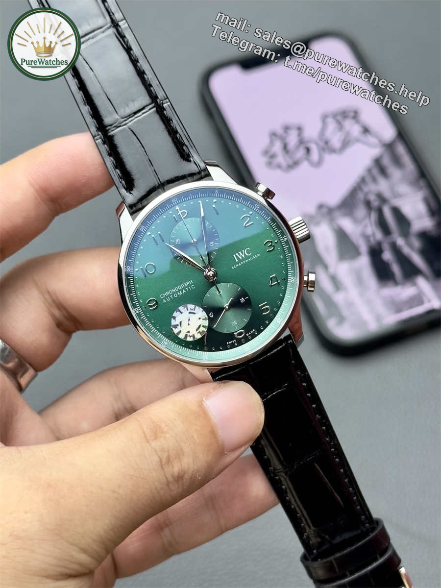 IWC Portugieser Green Dial Replica – ZF Factory IW371615 Chronograph with Automatic Movement - Image 3