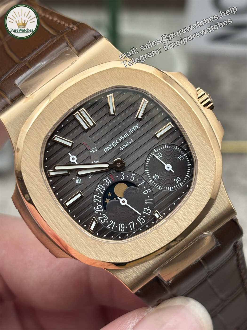 Patek Philippe Nautilus 5712 Replica �C 5712GR-001 Rose Gold Moonphase Watch - Image 6