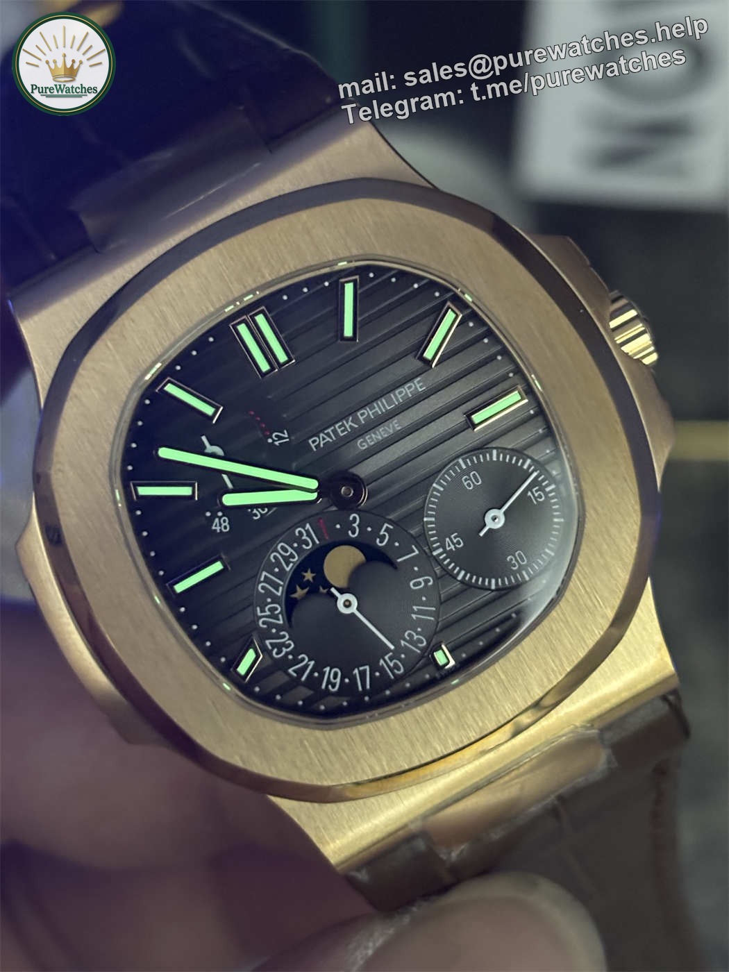 Patek Philippe Nautilus 5712 Replica �C 5712GR-001 Rose Gold Moonphase Watch - Image 2