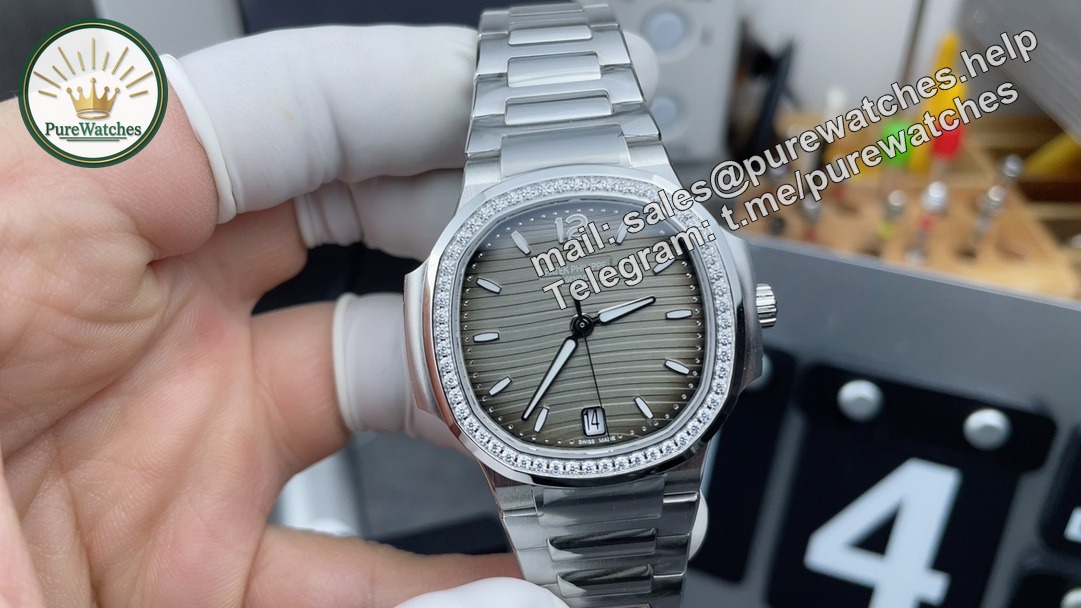 Patek Philippe Nautilus 7118 Replica – Grey Dial Diamond Bezel Ladies Watch