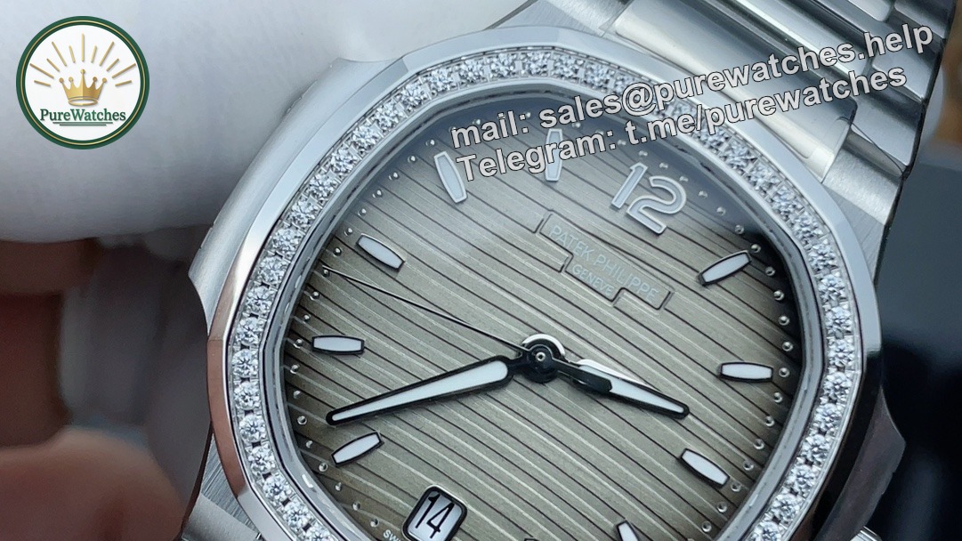 Patek Philippe Nautilus 7118 Replica – Grey Dial Diamond Bezel Ladies Watch - Image 4