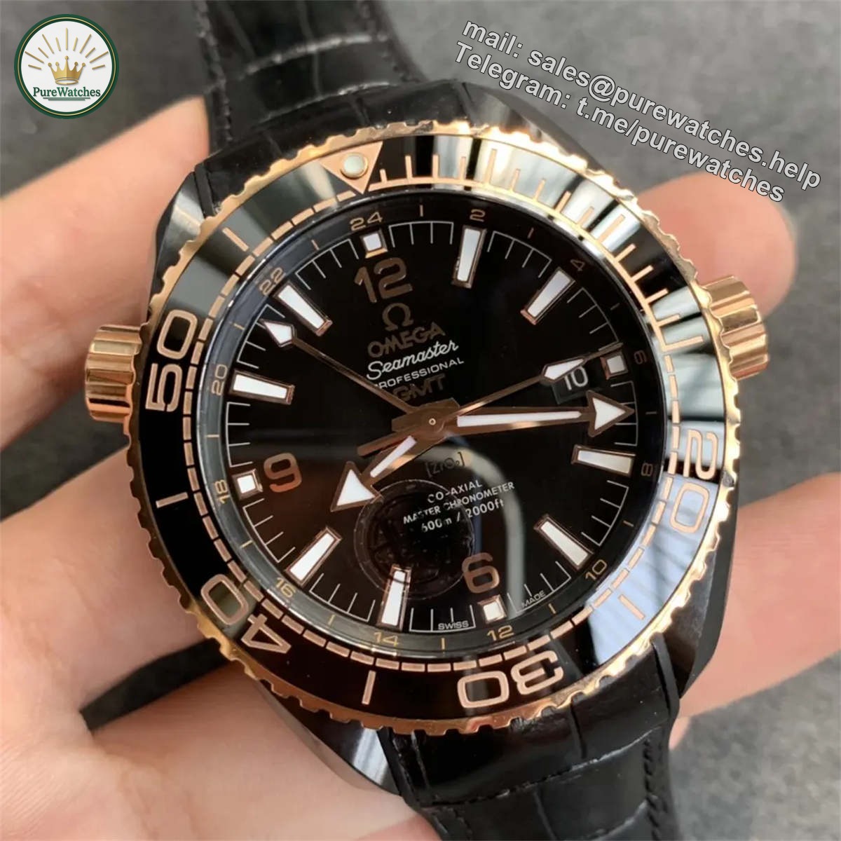 VSF Planet Ocean Seamaster Omega Watches – Deep Black Rose Gold 600M Edition - Image 2