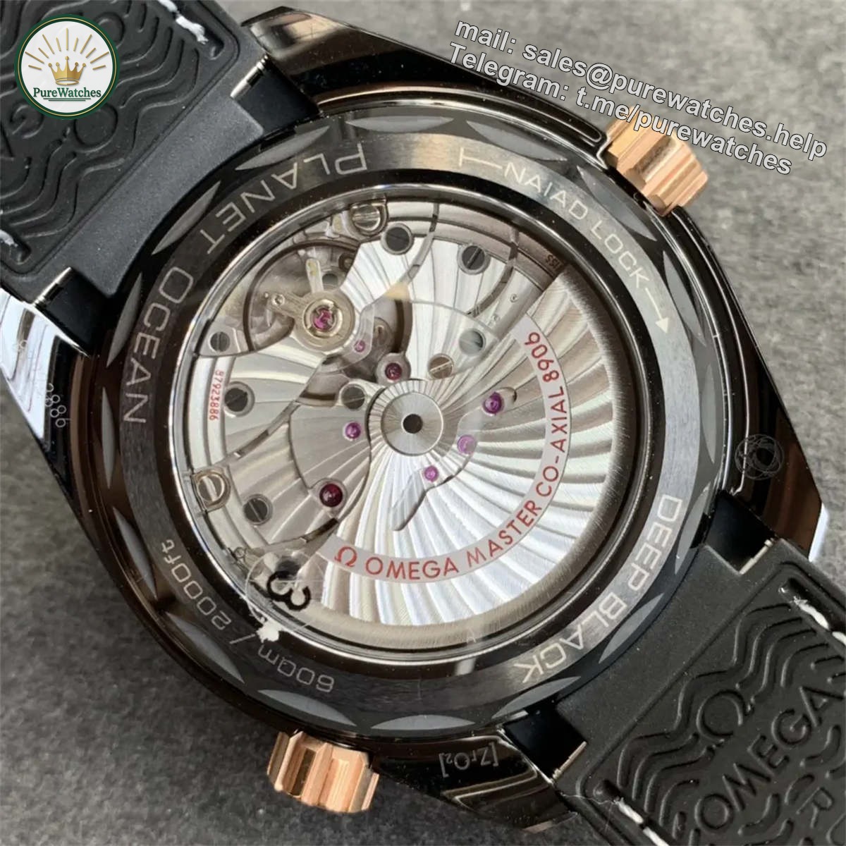 VSF Planet Ocean Seamaster Omega Watches – Deep Black Rose Gold 600M Edition - Image 6
