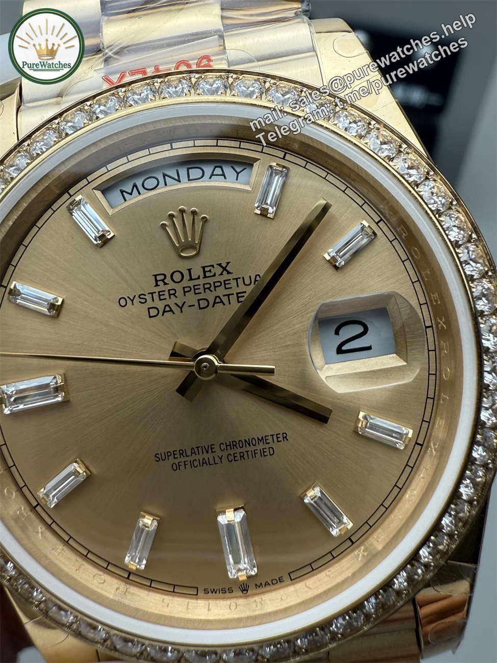 QF Day-Date 36mm Replica – Full-Weight 2836 Movement with Diamond Dial - Image 3
