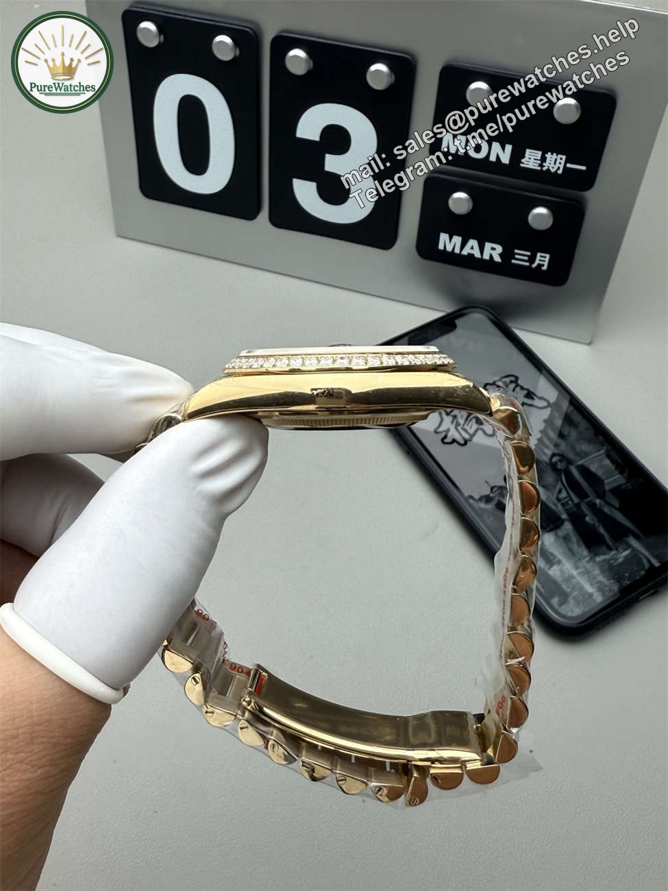 QF Day-Date 36mm Replica – Full-Weight 2836 Movement with Diamond Dial - Image 6