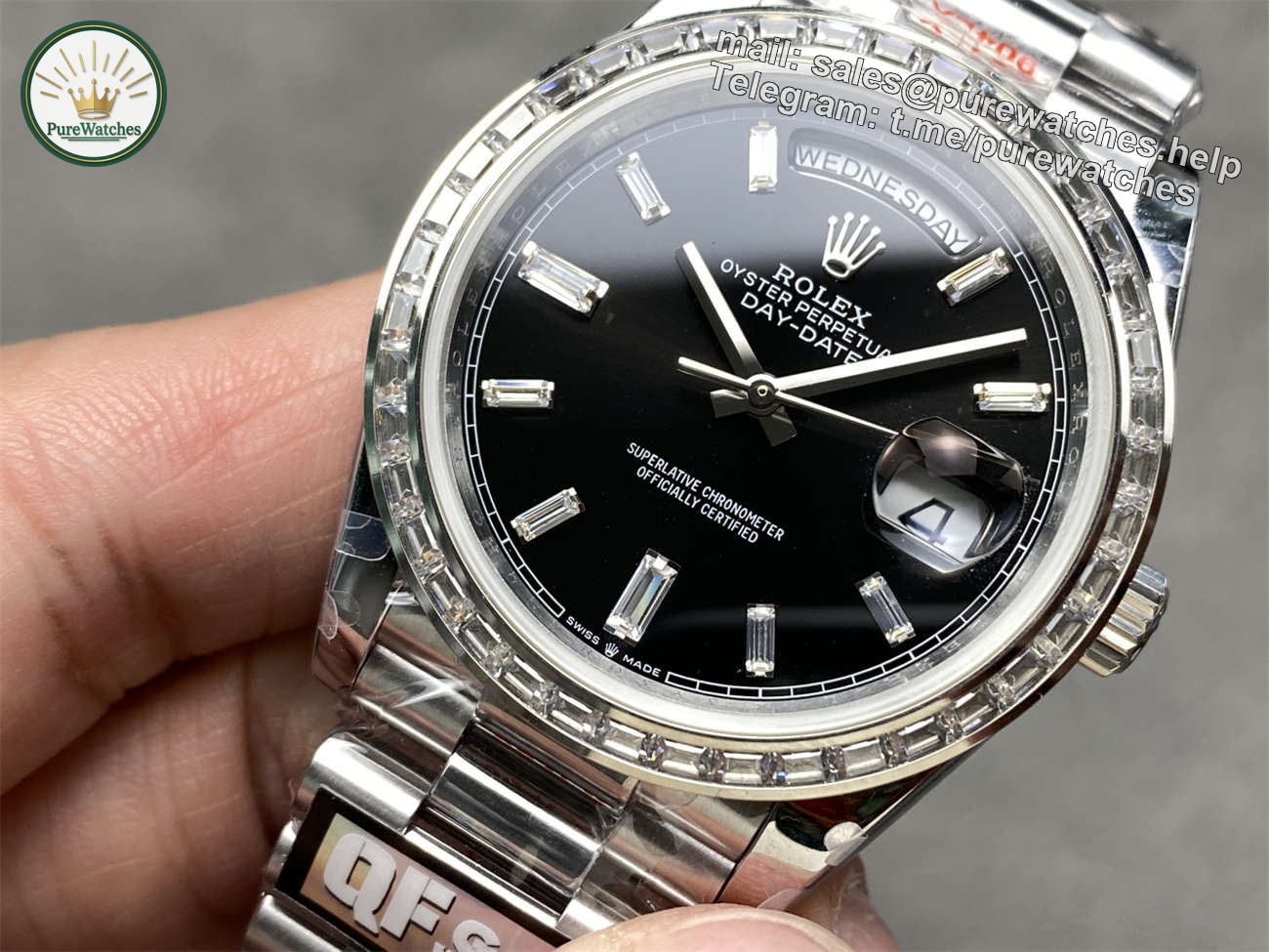 QF Factory Rolex Day-Date 40mm Replica – Full-Weight Diamond Bezel, 3255 Clone - Image 3