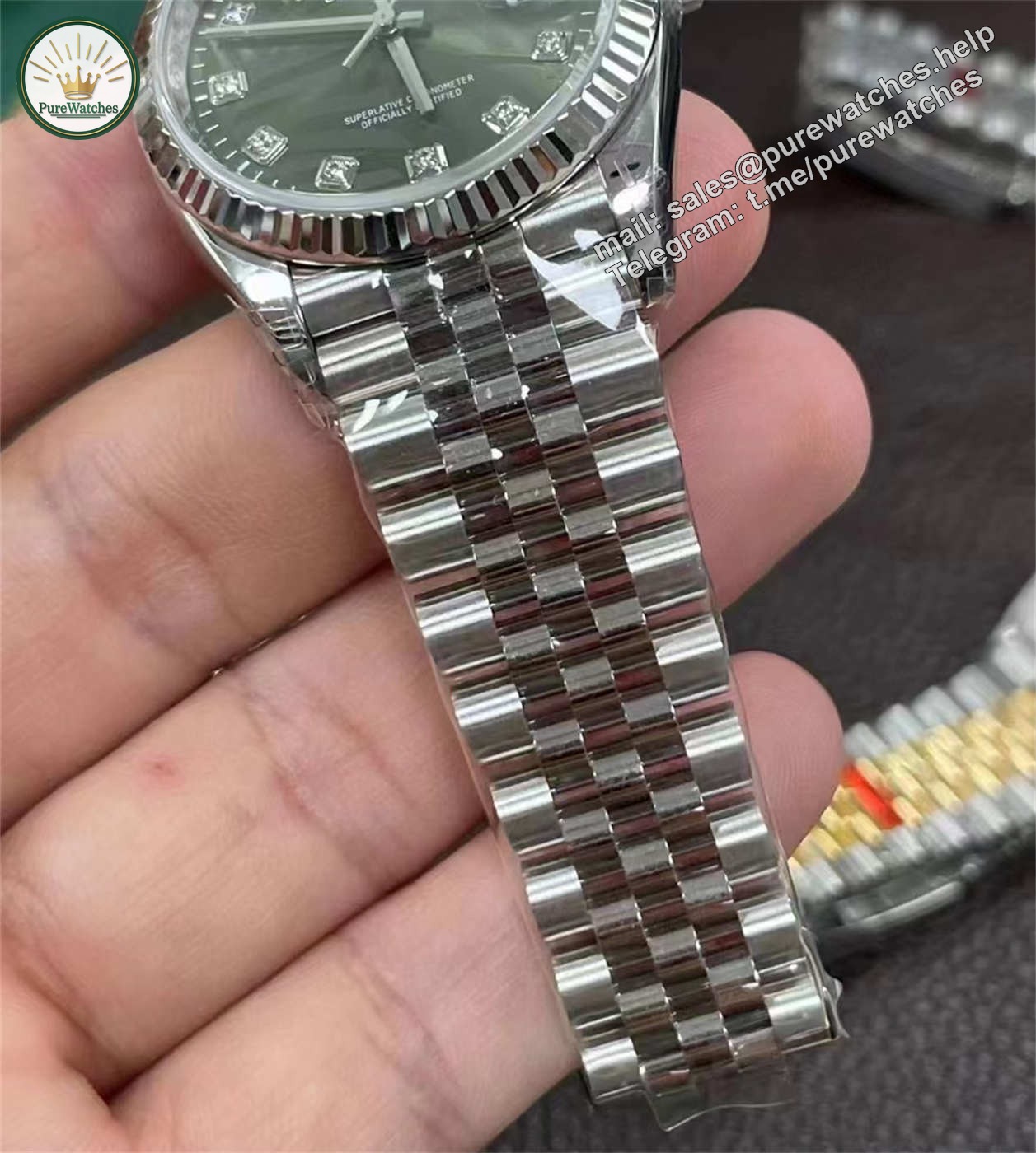 Rolex Datejust 36 Palm Dial Diamond Replica – VS Factory M126234-0055 with Dandong 3235 Movement - Image 4
