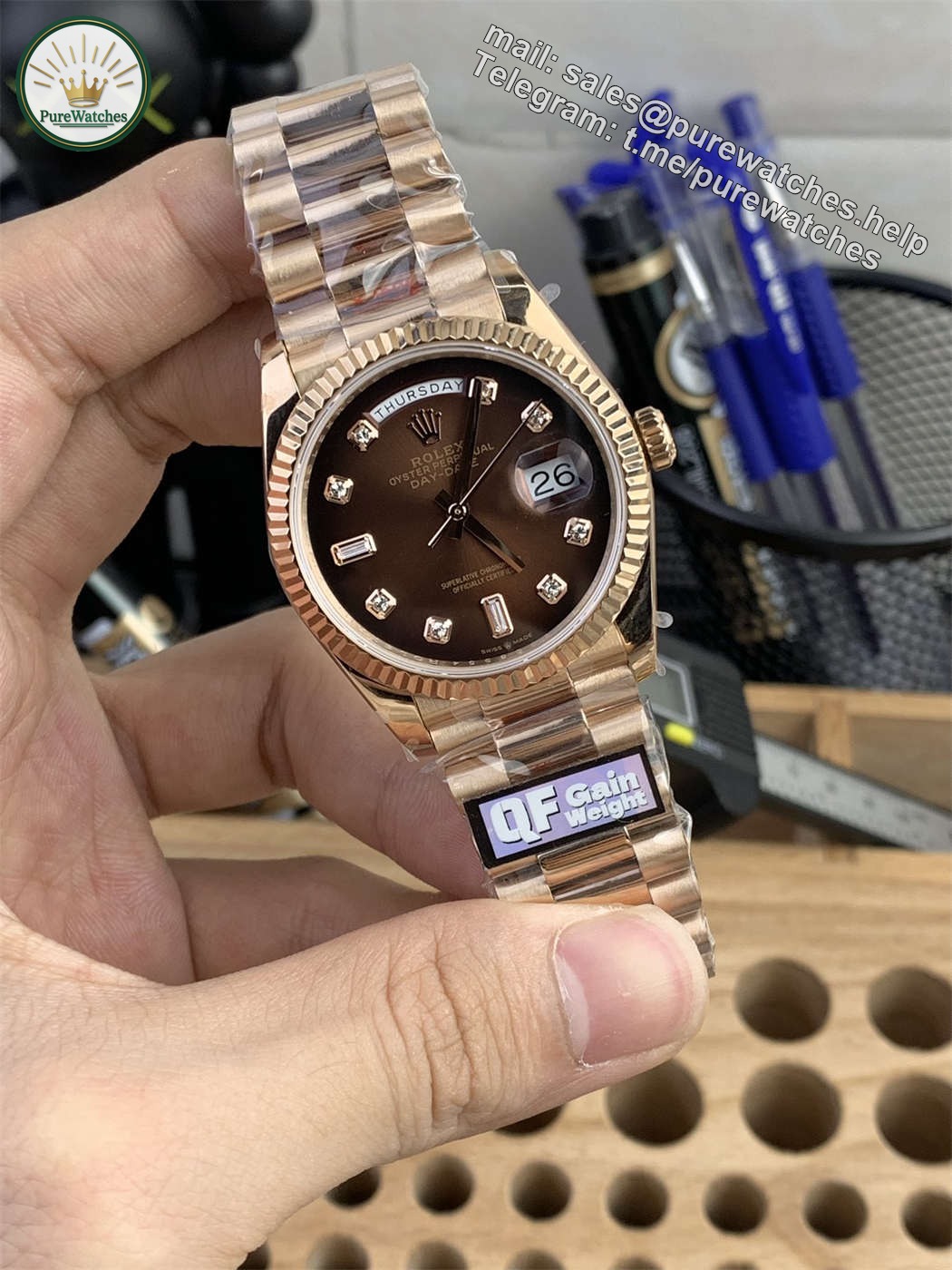 Rolex Day-Date 36 Gold Replica – Everose Gold President Watch with 3255 Clone Movement - Image 3