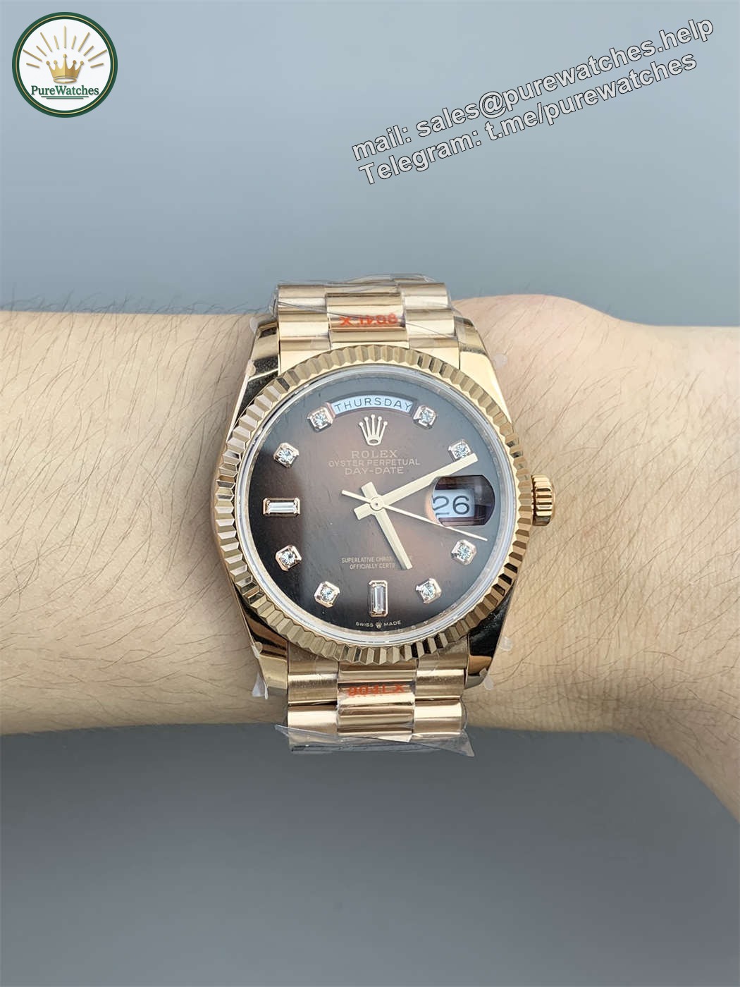 Rolex Day-Date 36 Gold Replica – Everose Gold President Watch with 3255 Clone Movement - Image 2