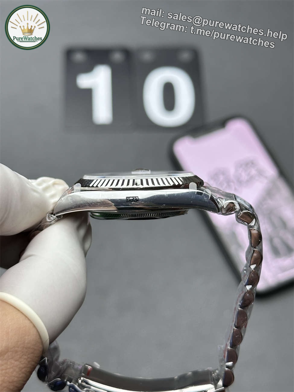 Rolex Day-Date 36 White Gold Replica (QF Factory) – 158g Tungsten Blue Ombré - Image 4