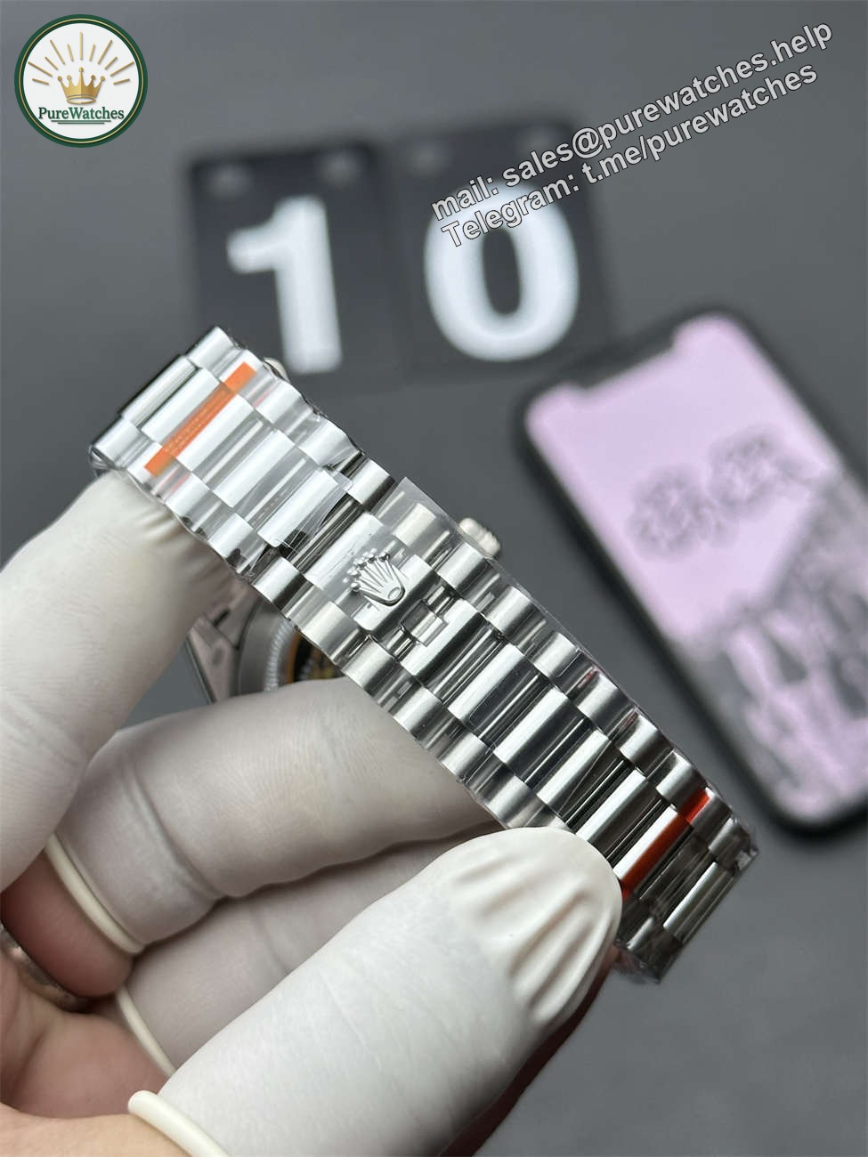 Rolex Day-Date 36 White Gold Replica (QF Factory) – 158g Tungsten Blue Ombré - Image 6