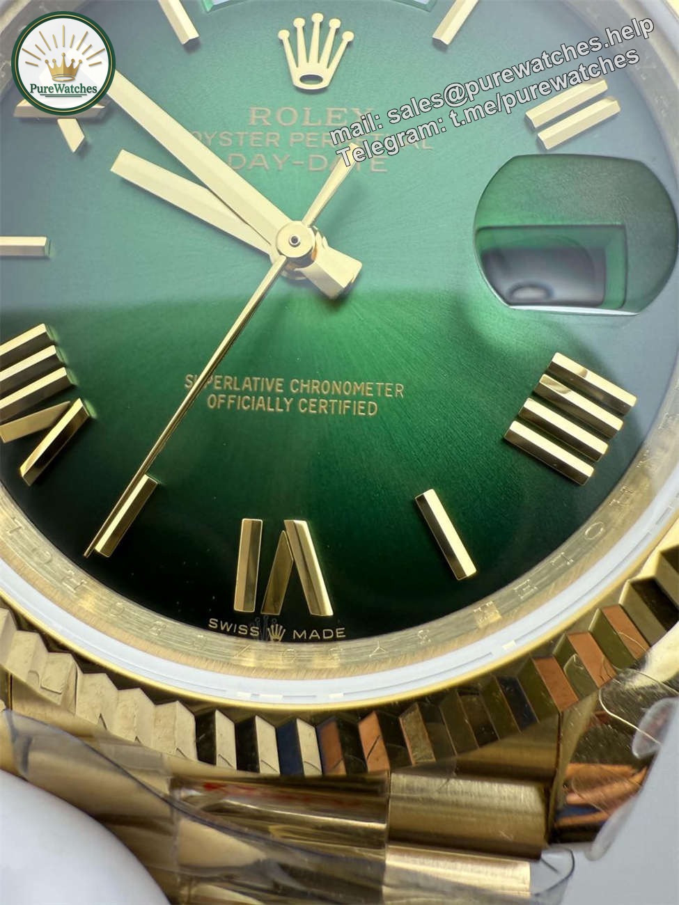 Rolex Day-Date 40 Green Replica (QF Factory) – 195g Heavy Tungsten Gold - Image 4